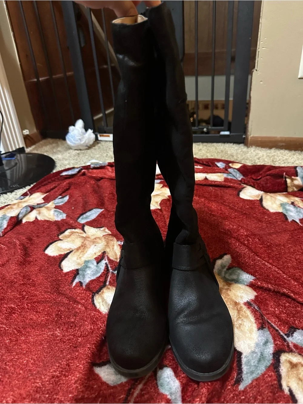 Journee Collection Black Meg Wide Calf Knee High Riding Boots Boho Chic Western